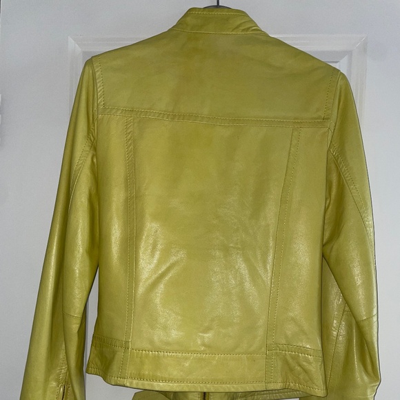 FOR JOSEPH Neon Yellow Soft Butter Leather Full-Zip Buckle Jacket Size S - Picture 7 of 15